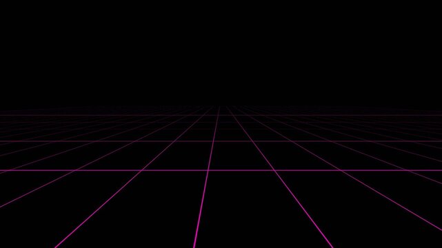 Minimalist digital perspective grid with glowing pink lines on black