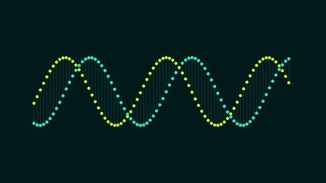 Abstract visualization of two oscillating sine waves in vibrant neon colors