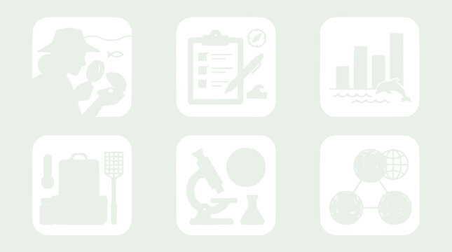 Collection of Science and Research Icons: Discovery, Analysis, Growth, Travel, Biology, Network