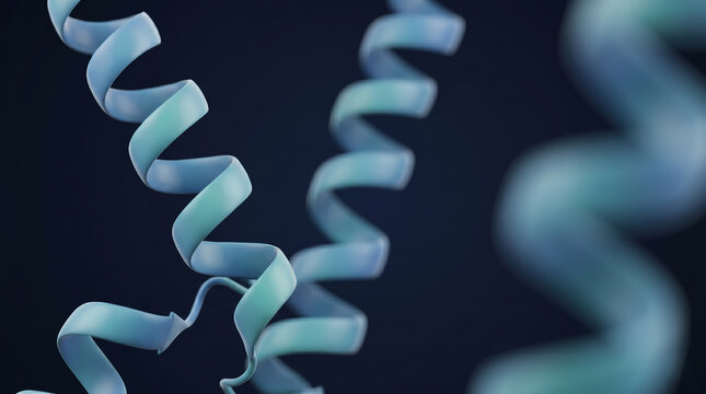 3D Render of Alpha Helix Molecular Protein Structure
