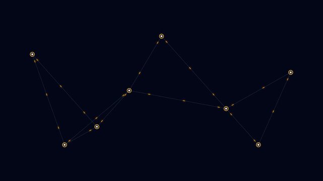 Abstract constellation of bright glowing stars connected by thin dark lines