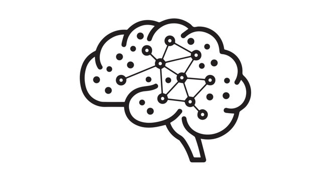 Human brain network icon representing artificial intelligence and machine learning