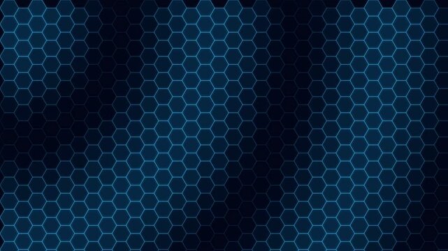 Abstract dark blue background featuring a geometric hexagonal grid pattern