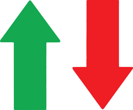 Green up arrow and red down arrow symbols for business comparison and growth analysis Vector