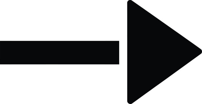 Simple black arrow icon pointing to the right for website navigation and user interface design elements Vector