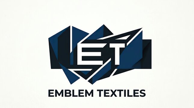 Modern Blue Geometric Logo Design for Emblem Textiles Company.