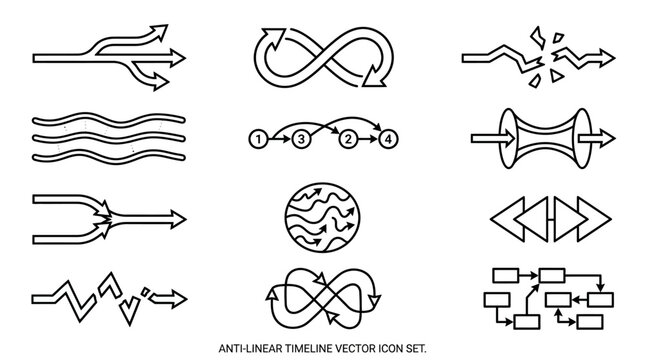 Minimal infinity loop and futuristic connection icon collection with abstract technology design