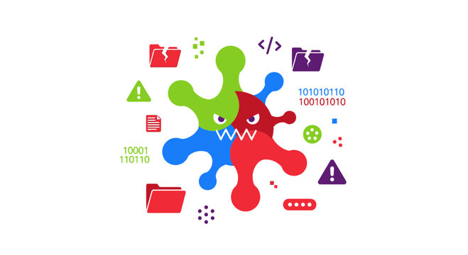 Cybersecurity Threat: Digital Virus Attack Concept