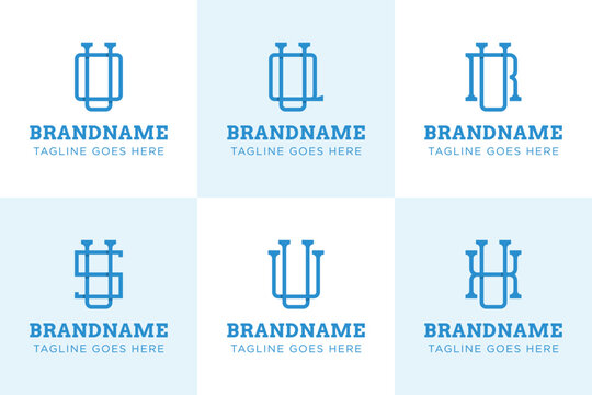 Letters UO UQ UR US UU UX Monogram Logo Set, suitable for OU QU RU SU U XU initials