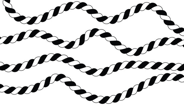 Black and white rope pattern vector illustration seamless twisted cord design