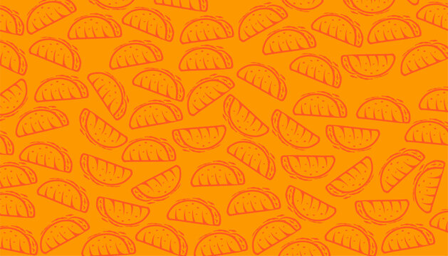 Taco Seamless Pattern. Hand Drawn Mexican Food Background. Minimal Doodle Style.