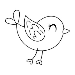 Naklejka premium Cute bird coloring page, Cartoon bird coloring book for kids and adults, Outline Doodle style, Kids vector illustration.