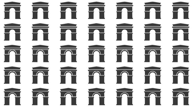 Parisian Arc de Triomphe Monument Pattern - Black and White