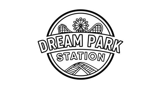 Dream park station logo rollercoaster ferris wheel badge design