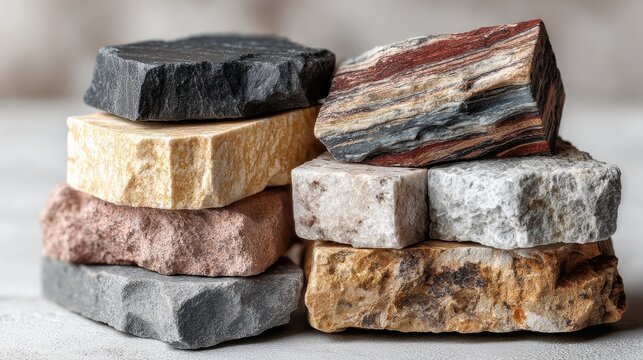 Smooth limestone slab with natural color gradients detail shot beside adult male short curly hair neutral expression gaze at camera balanced daylight full-frame composition detailed textures high con