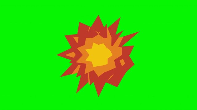 Stylized anime fire explosion with heavy billow on green screen 4k
