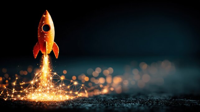 Abstract illustration of a rocket launching