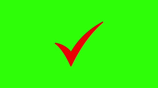 check mark animation with correct tick symbol isolated on chroma key background.
