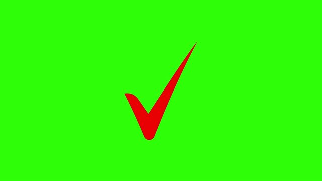 check mark animation with correct tick symbol isolated on chroma key background.