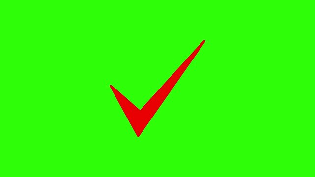 check mark animation with correct tick symbol isolated on chroma key background.