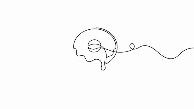 Cupcake minimal one line art animation showing a sweet muffin with a doughnut