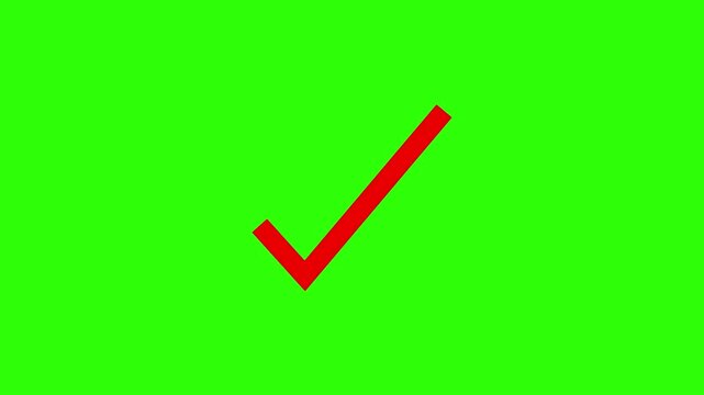 check mark animation with correct tick symbol isolated on chroma key background.