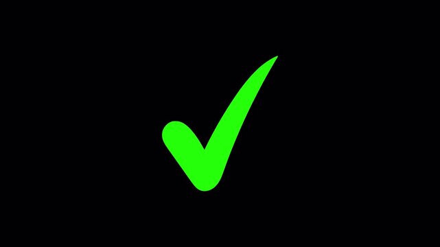 check mark animation with correct tick symbol isolated on chroma key background.