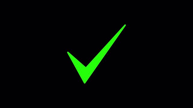 check mark animation with correct tick symbol isolated on chroma key background.