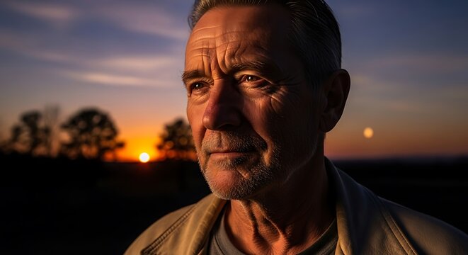 Man at Sunset.