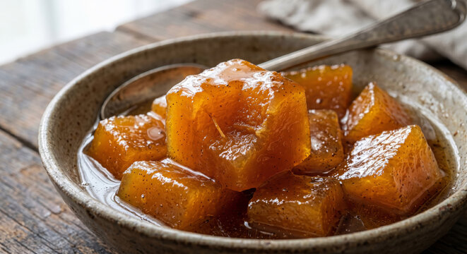 Translucent Candied Uruguayan Pumpkin Preserve Dulce de Zapallo 8K Macro Food
