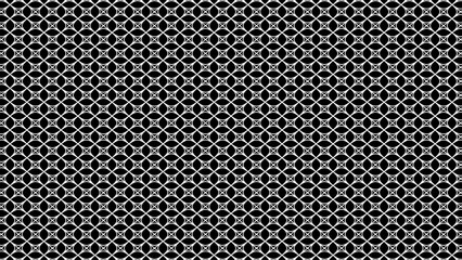 Geometric black and white pattern featuring interlocking circles and diamonds, creating a visually striking repetitive design suitable for backgrounds and textiles © Helena
