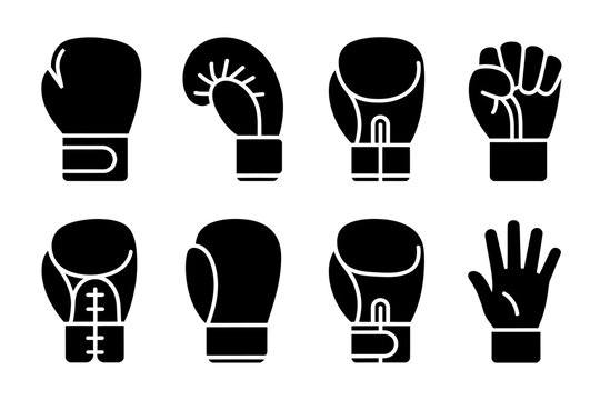 black boxing gloves icons on white background