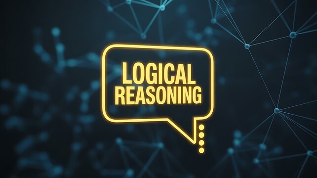 Logical reasoning text on digital network background with artificial intelligence concept