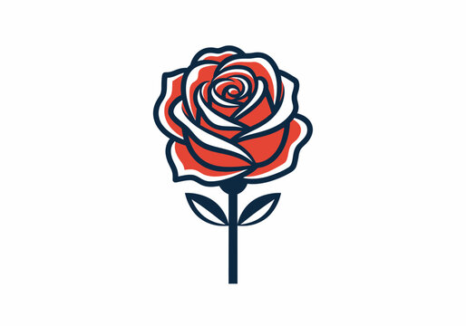 Minimalist red rose flower logo on white background