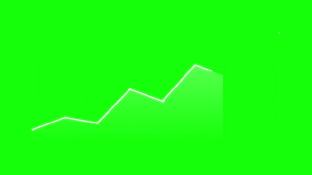 dynamic graph chart line rising on green screen