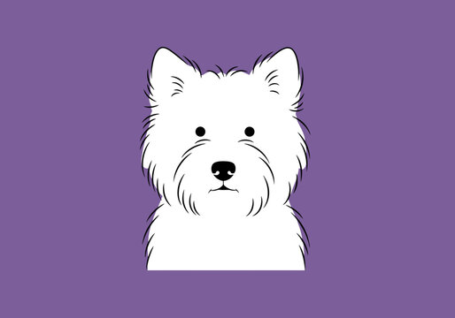 Minimalist West Highland White Terrier illustration on purple background