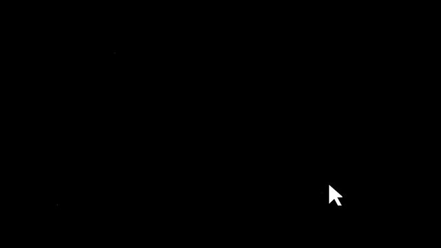 dynamic cursor clicking interaction on black screen