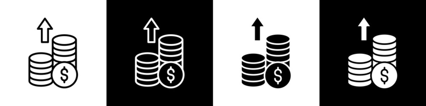 Profits black and white icon design concept