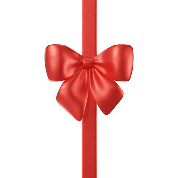 Elegant 3d red ribbon with a bow, isolated on background. Perfect for gift wrapping, celebration, decoration, greeting cards, holidays, birthdays, Christmas. 3d render
