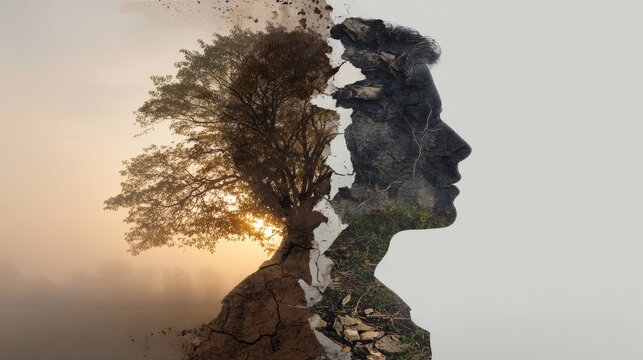Visual comparison or split-screen imagery showing evolution, repair, or personal growth