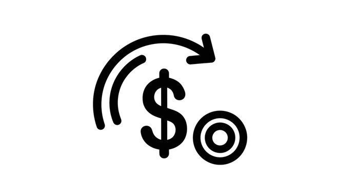 Dollar sign with return arrow concept icon representing finance and economics