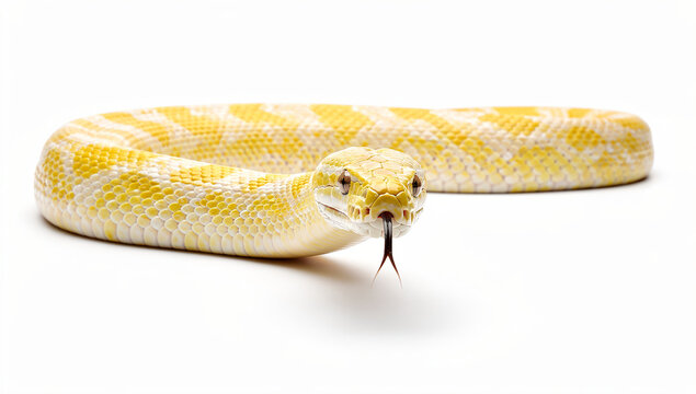 Albino Burmese Python Crawling Forward with Detailed Scale Texture