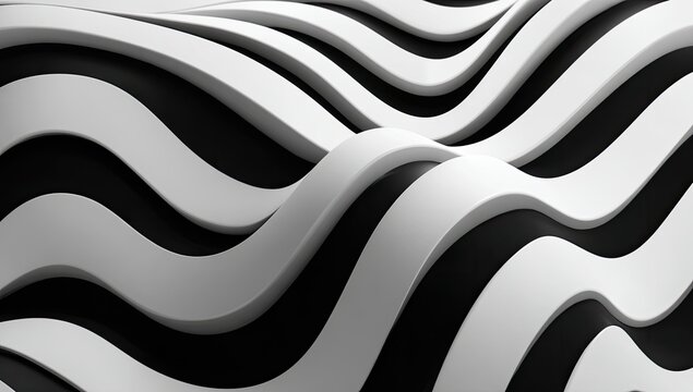 Abstract, undulating parallel bands of white create a flowing, textured surface