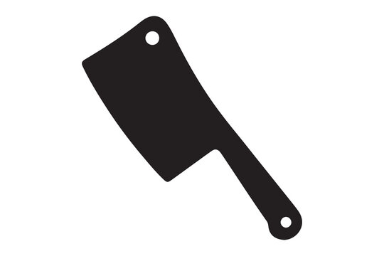 Simple black cleaver kitchen utensil for chopping food preparation isolated on white background