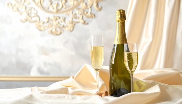  Champagne bottle and flute symbolizing celebration and luxury