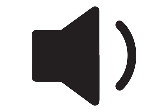 Speaker icon with sound wave symbol for audio volume control on white background