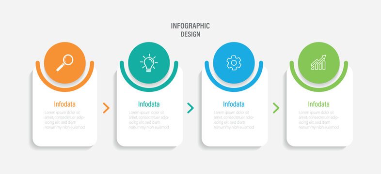 Steps business timeline process infographic template design with icons.  Abstract elements of graph, diagram, parts or processes. Vector template for presentation.  