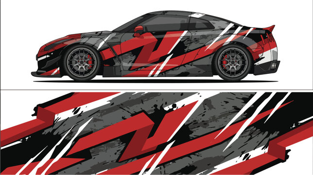 Red Black and White Car Decal.