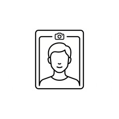 Fototapeta premium Line drawing of a person taking a selfie with smartphone camera 