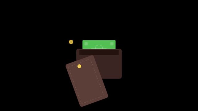 corporate wallet finance emoji opening on black background